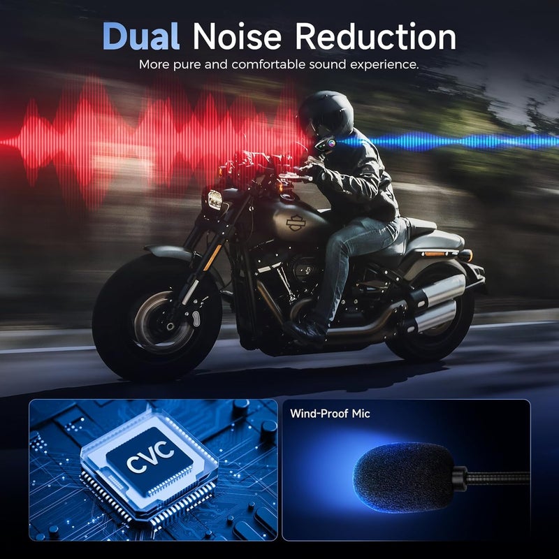 MOMAN Motorcycle Intercom Headset, H1 1 Pack Dirt Bike Communication System AI Voice Assistant IP67 Waterproof Compatible H4 H4Plus,Motorbike-Helmet-Wireless-Intercom-Headset - Image 5